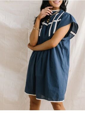 bohme Blue Dress with White Trim